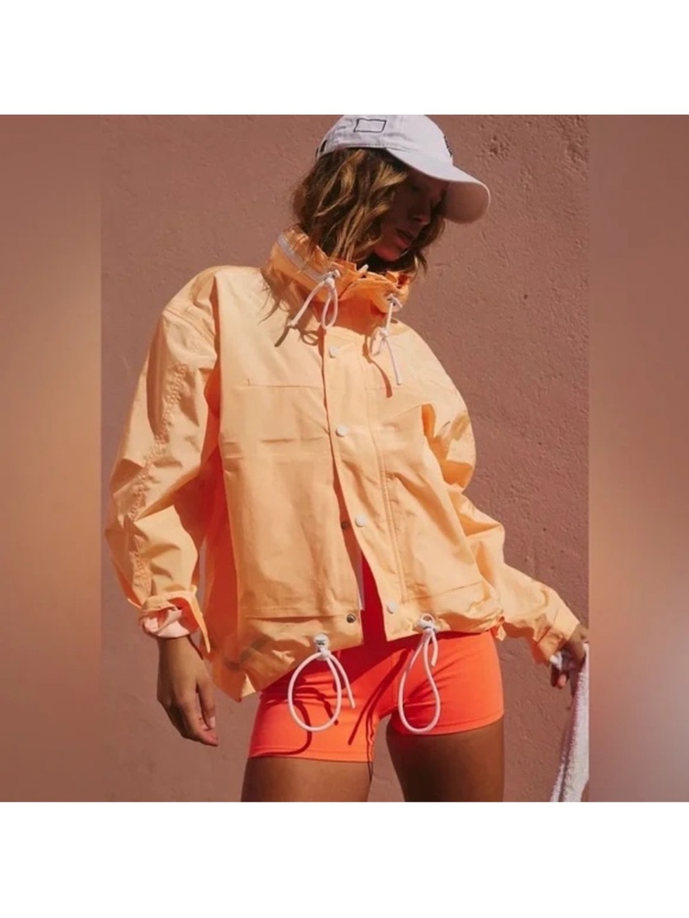Free People Light Peach Packable Windbreaker Jacket
